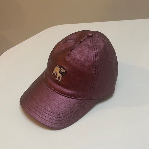 ❤️ 🆕 Metallic Pug Puppy Dog Mom Baseball Hat Cap Doggo Pupper Doge Maroon wine - Picture 3 of 7